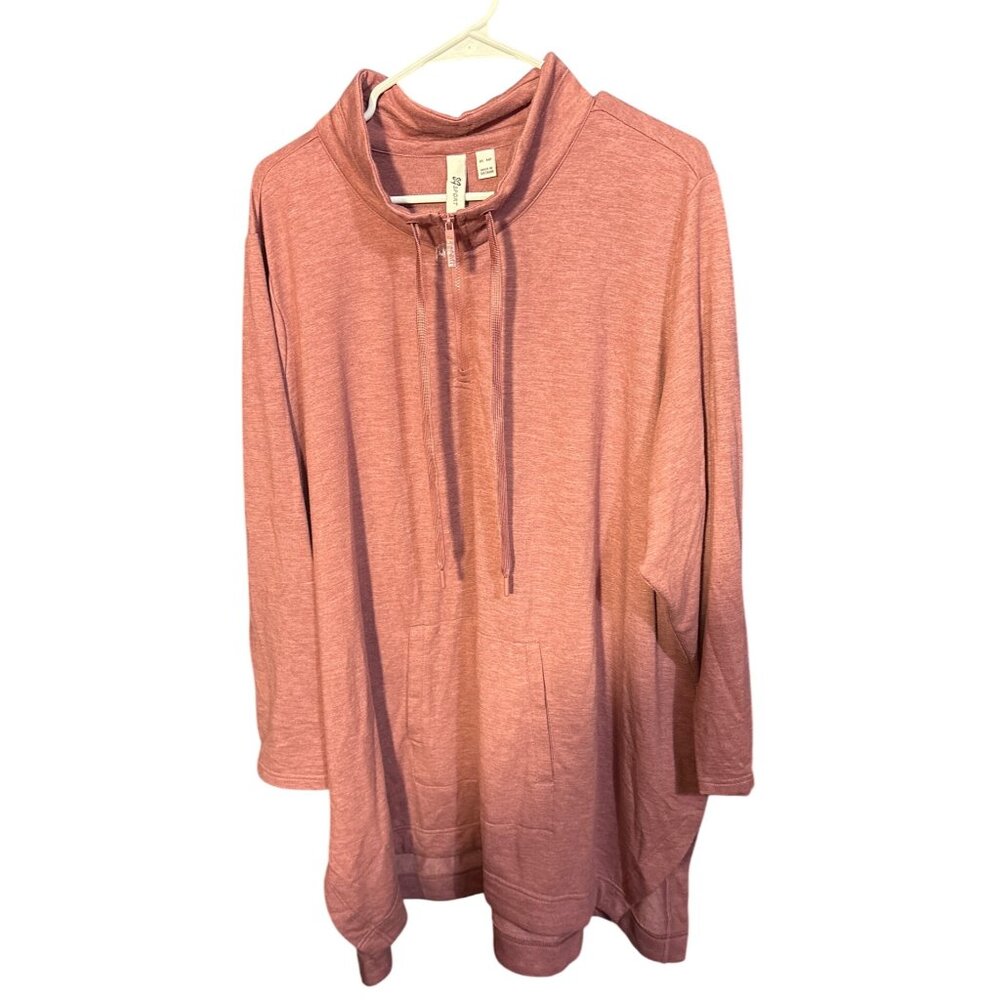 Susan Graver Sport Womens Pullover Hoodie With Drawstring Neck & Pocket Dusty Pi